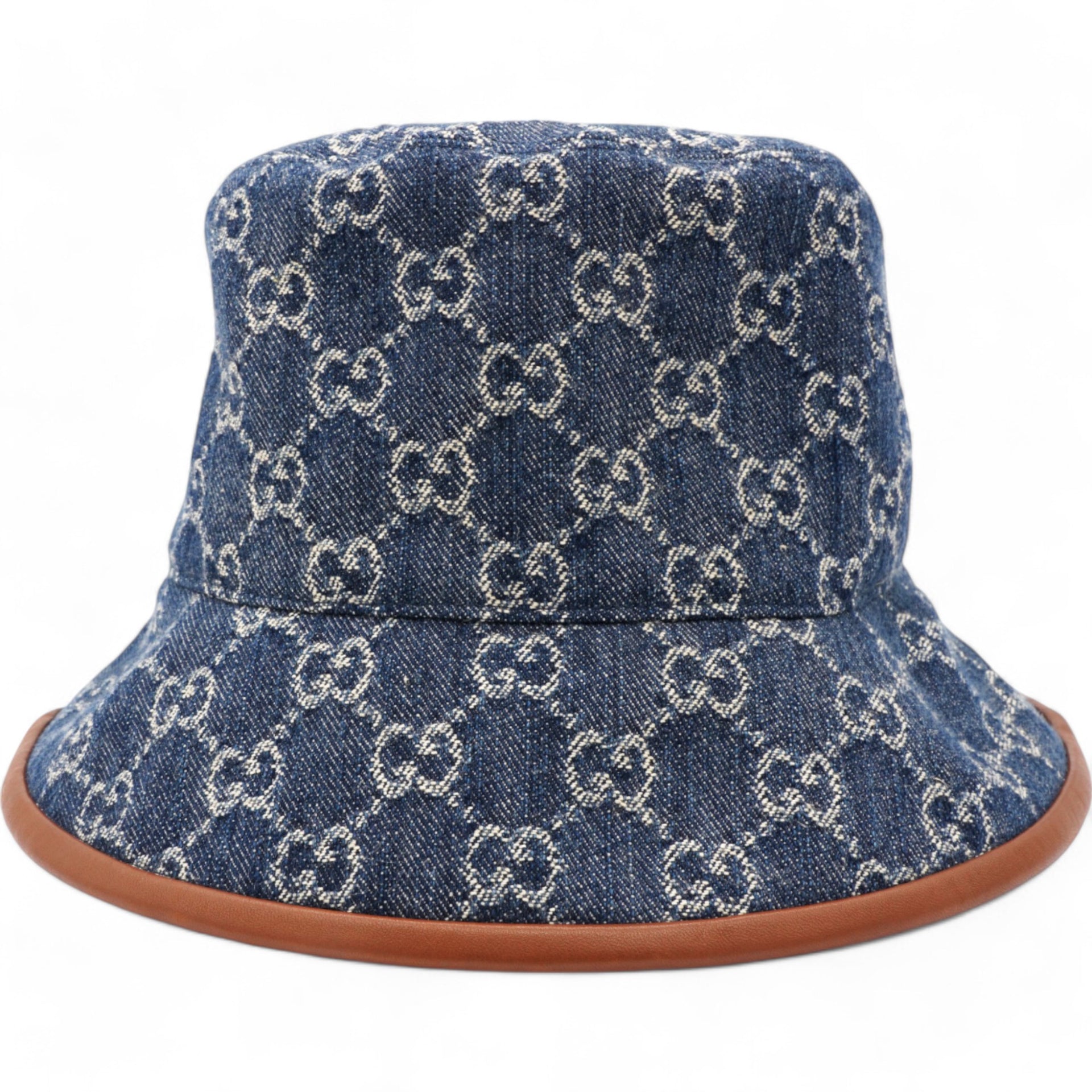 Washed Jacquard Denim Nappa GG Monogram Oscar Bucket Hat XL/60 Denim Cuir