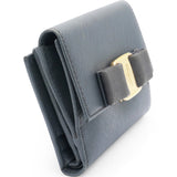 Blue Leather Vara Bow Compact Wallet