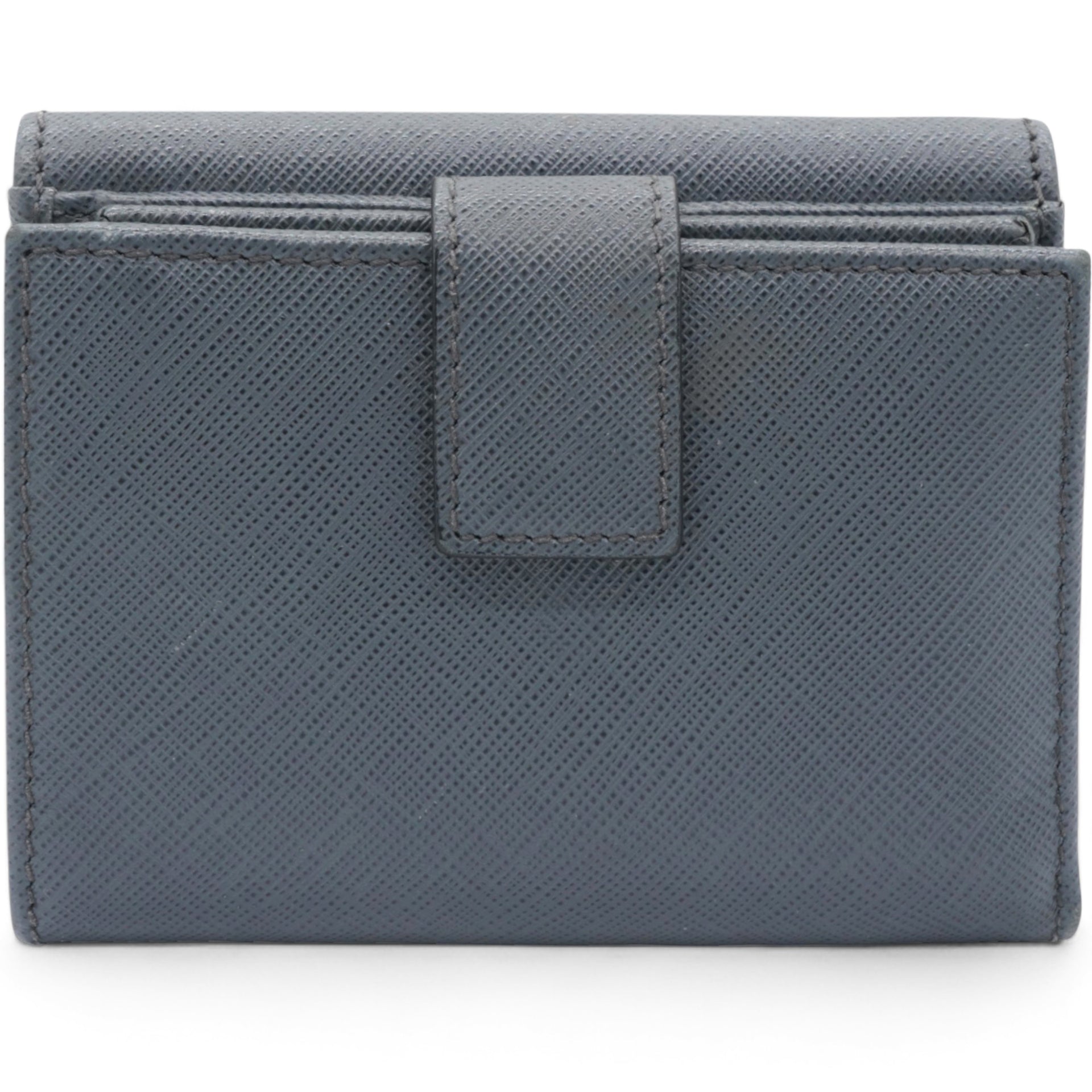 Blue Leather Vara Bow Compact Wallet