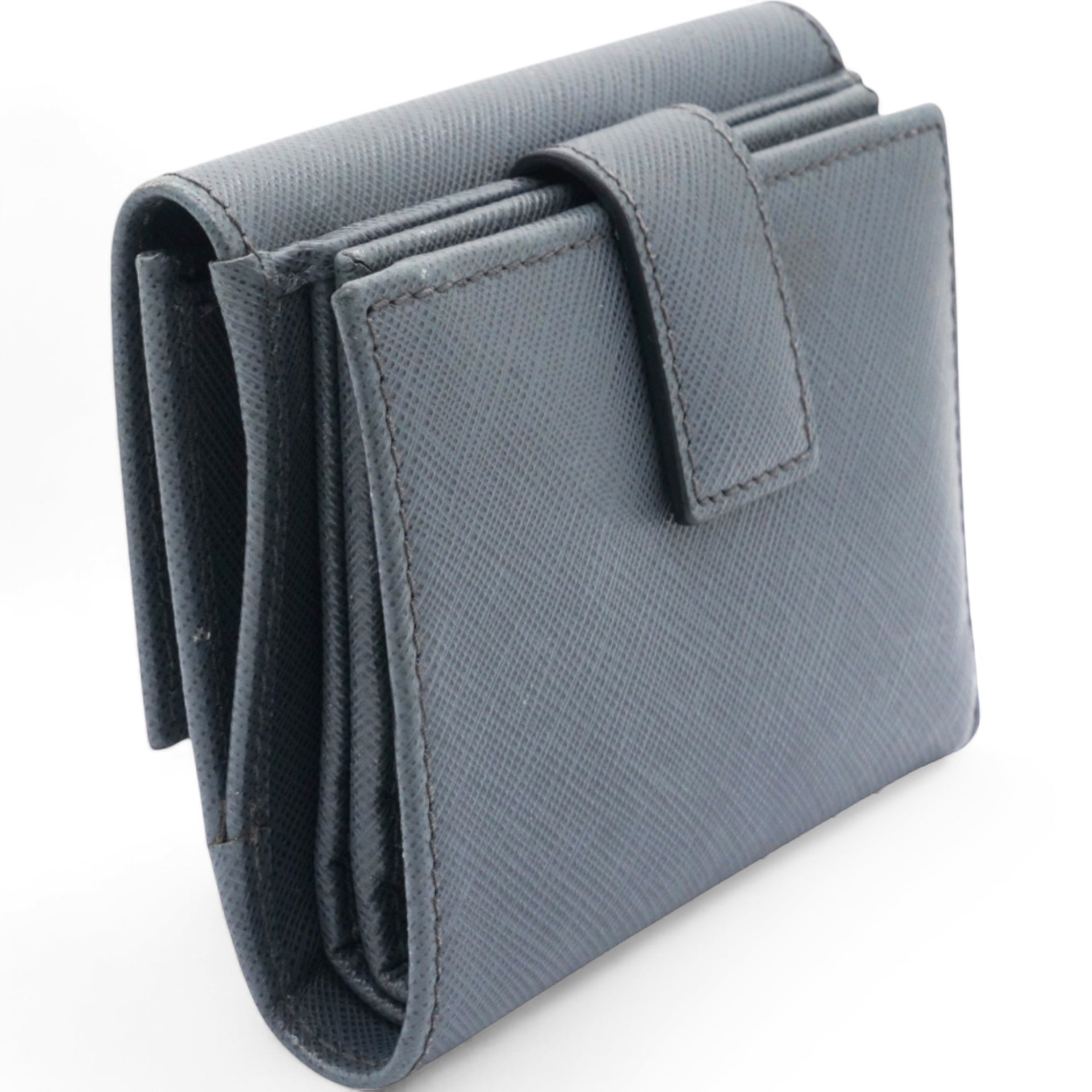 Blue Leather Vara Bow Compact Wallet