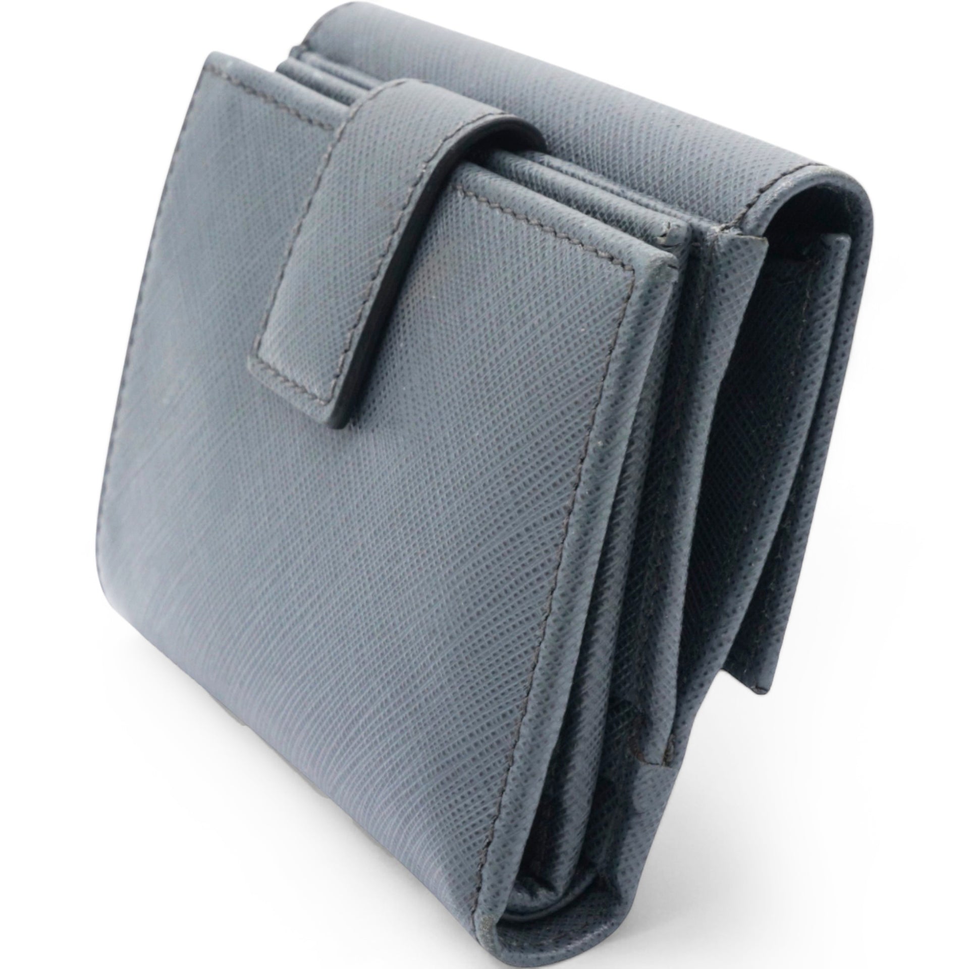 Blue Leather Vara Bow Compact Wallet