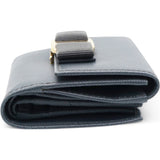 Blue Leather Vara Bow Compact Wallet