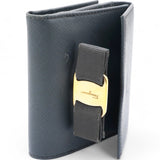 Blue Leather Vara Bow Compact Wallet