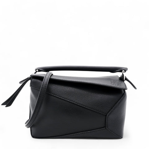 Black Leather Mini Puzzle Shoulder Bag