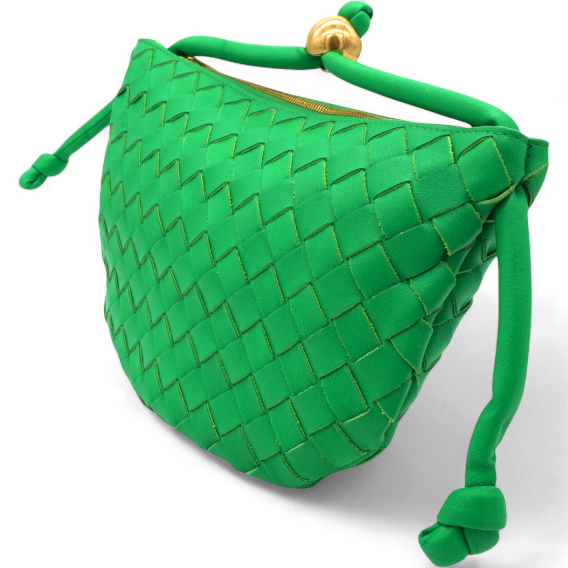 Nappa Intrecciato Small Turn Pouch Green