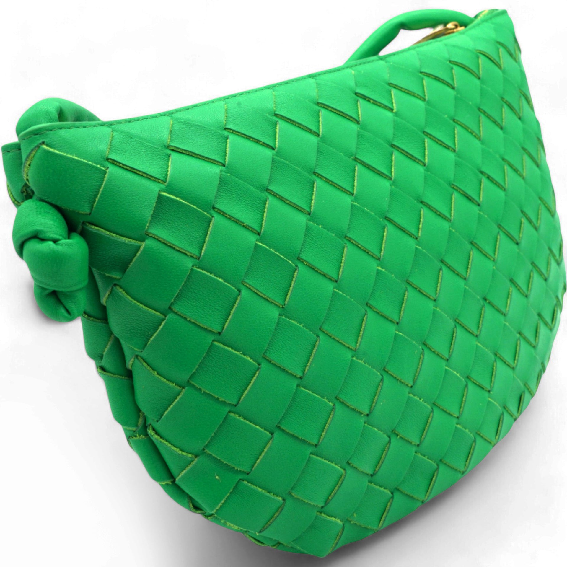 Nappa Intrecciato Small Turn Pouch Green