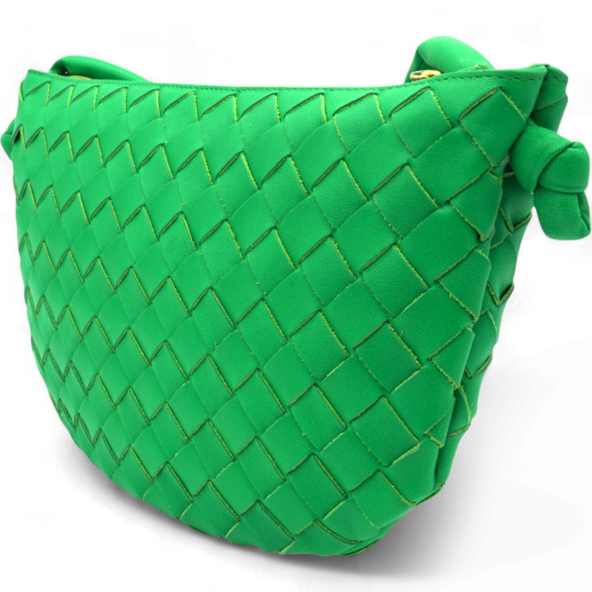 Nappa Intrecciato Small Turn Pouch Green