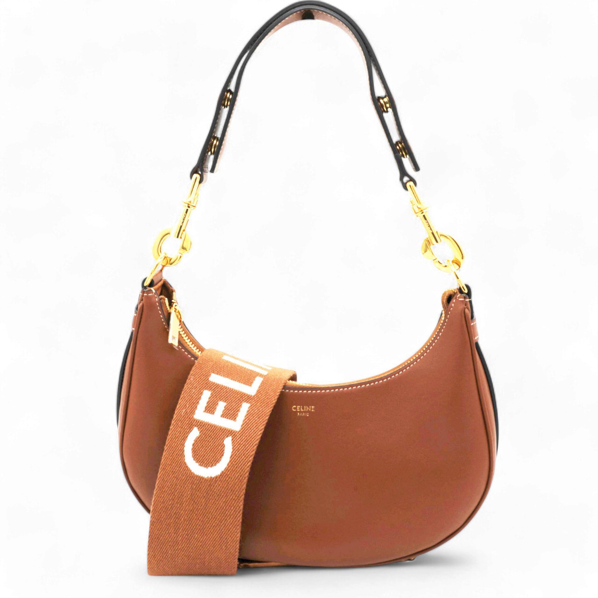 Smooth Calfskin Strap Ava Shoulder Bag Tan