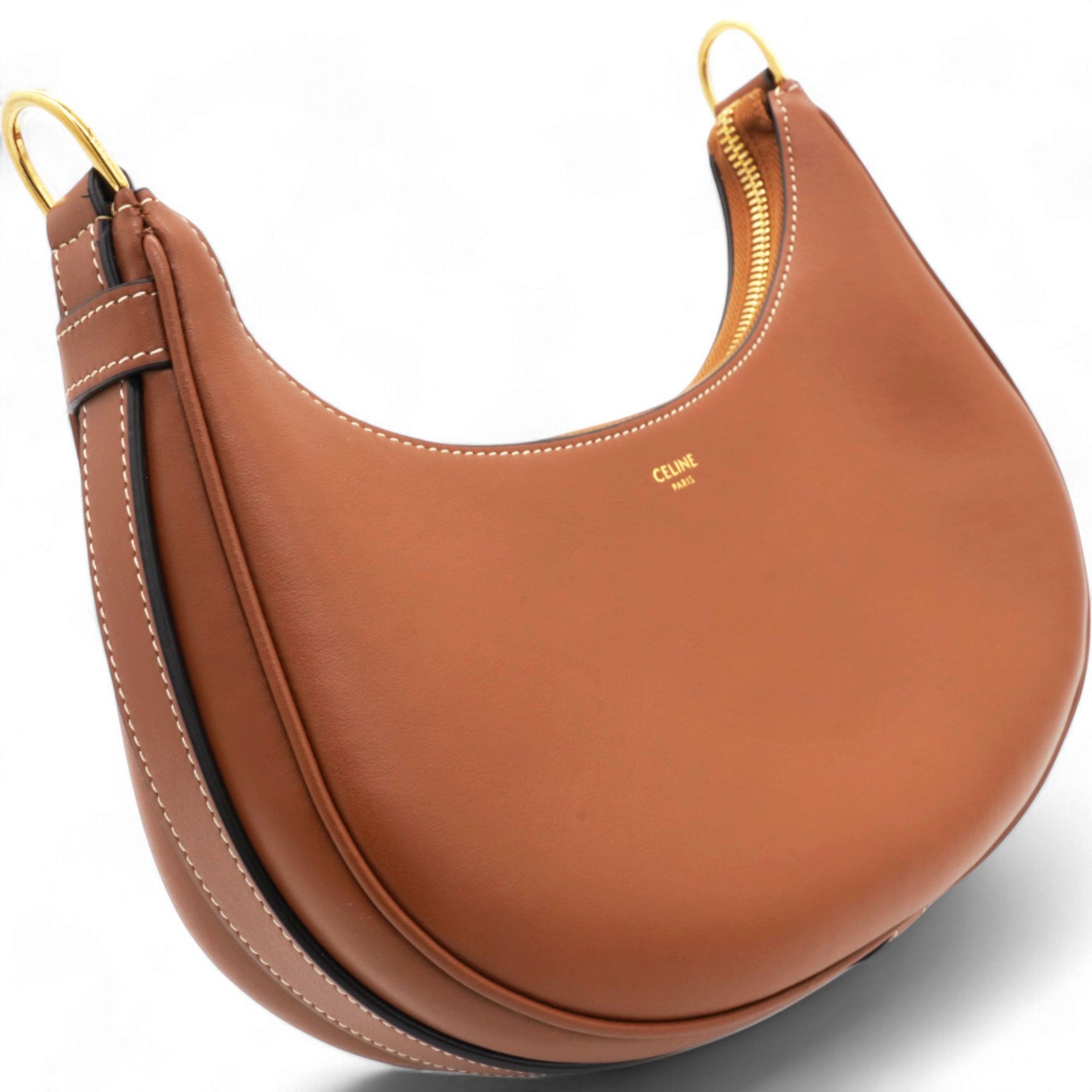 Smooth Calfskin Strap Ava Shoulder Bag Tan