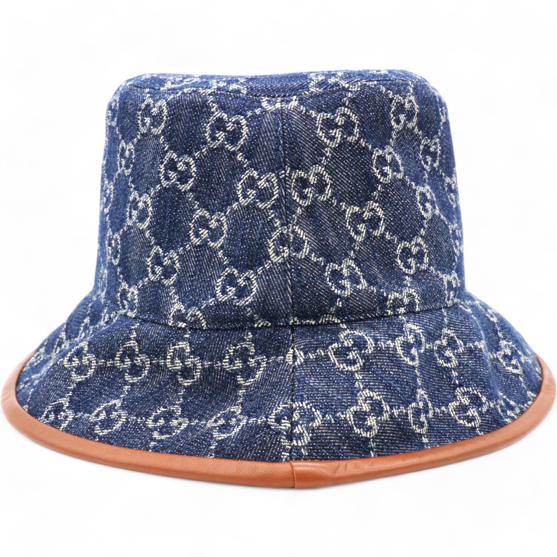 Washed Jacquard Denim Nappa GG Monogram Oscar Bucket Hat Denim Cuir  L/59