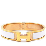 Enamel Narrow Clic Clac H Bracelet PM White