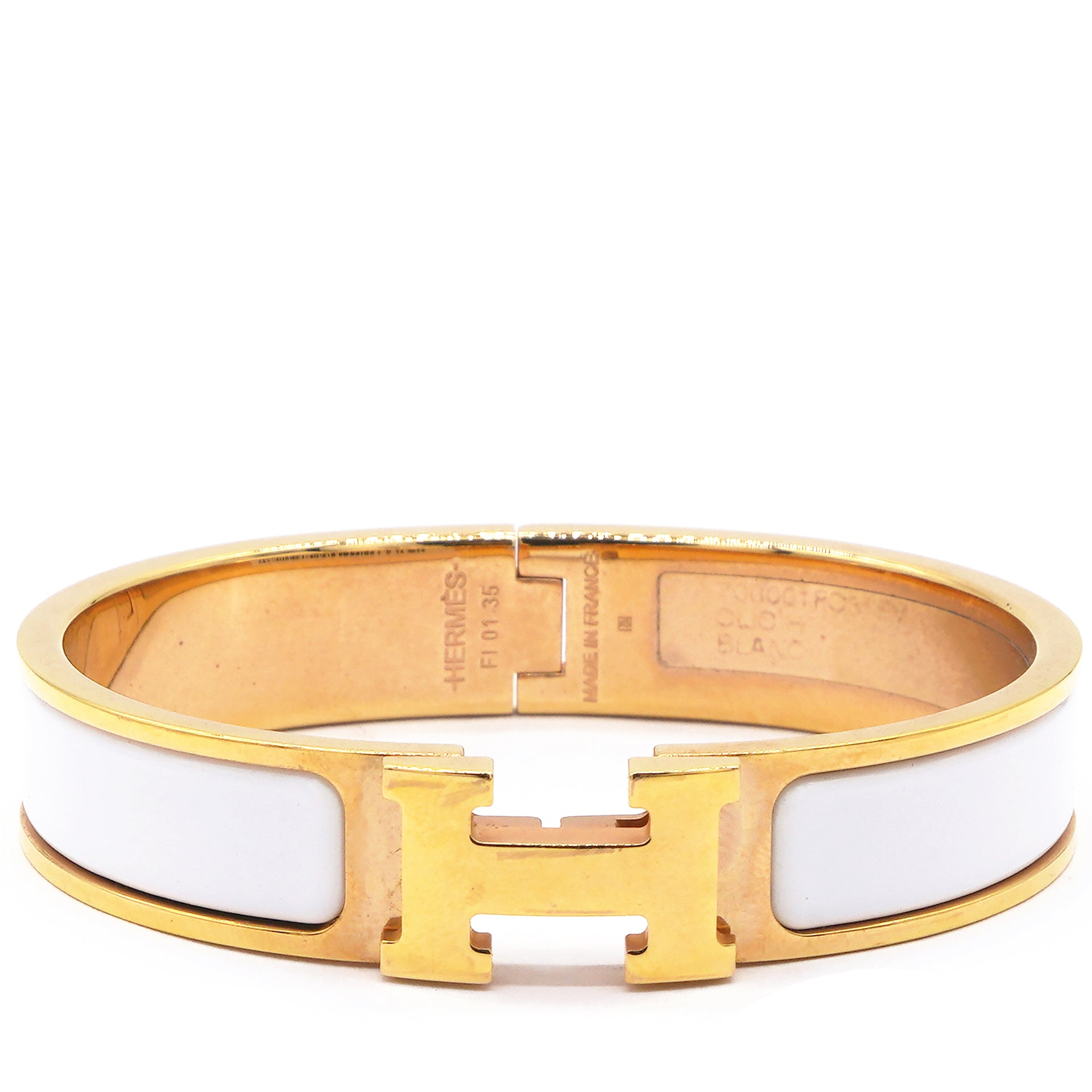 Enamel Narrow Clic Clac H Bracelet PM White