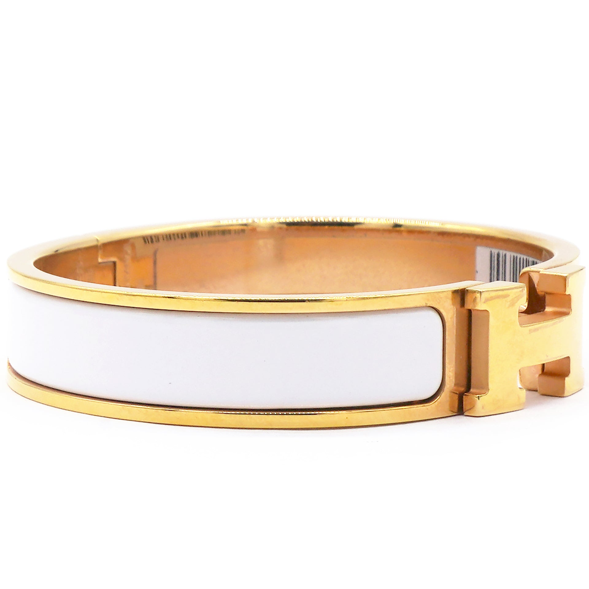 Enamel Narrow Clic Clac H Bracelet PM White