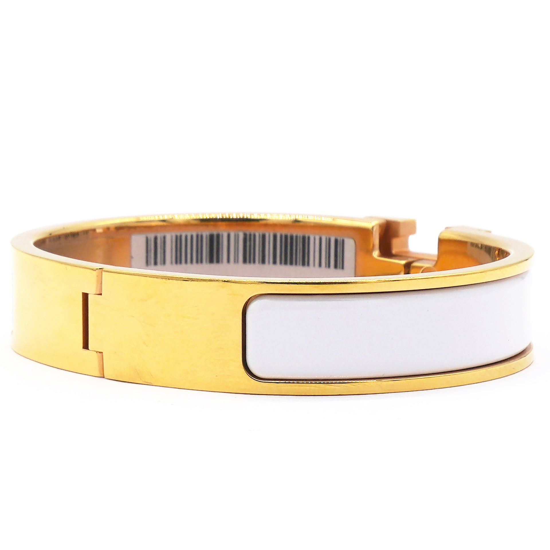 Enamel Narrow Clic Clac H Bracelet PM White