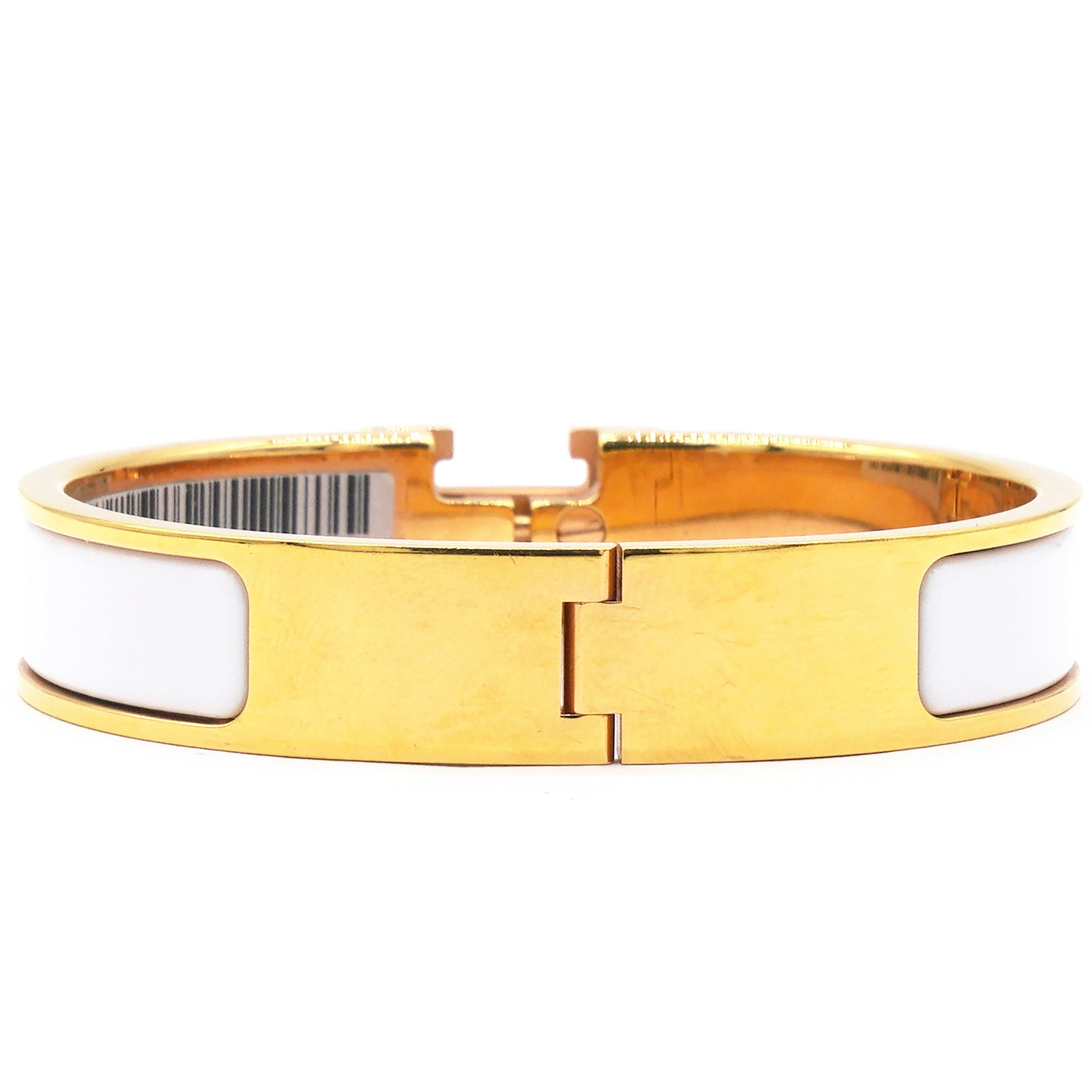 Enamel Narrow Clic Clac H Bracelet PM White