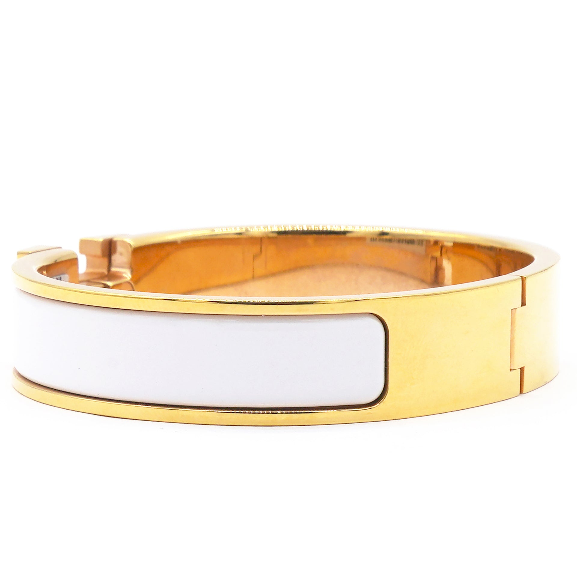 Enamel Narrow Clic Clac H Bracelet PM White