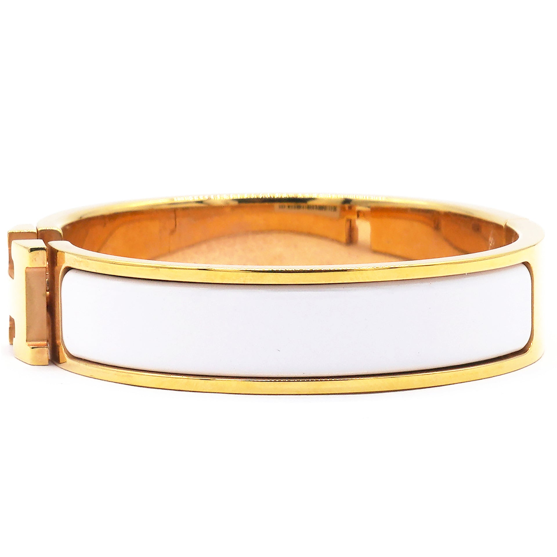 Enamel Narrow Clic Clac H Bracelet PM White