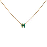 Pop H Mini Green Lacquer Yellow Gold Plated Pendant