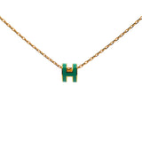 Pop H Mini Green Lacquer Yellow Gold Plated Pendant