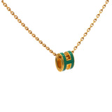 Pop H Mini Green Lacquer Yellow Gold Plated Pendant