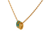 Pop H Mini Green Lacquer Yellow Gold Plated Pendant