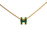 Pop H Mini Green Lacquer Yellow Gold Plated Pendant