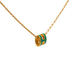 Pop H Mini Green Lacquer Yellow Gold Plated Pendant