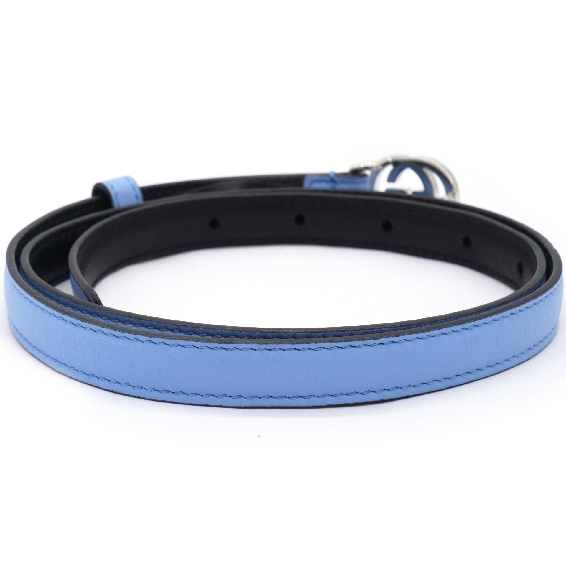 Light Blue Double G Skinny Belt Size 80