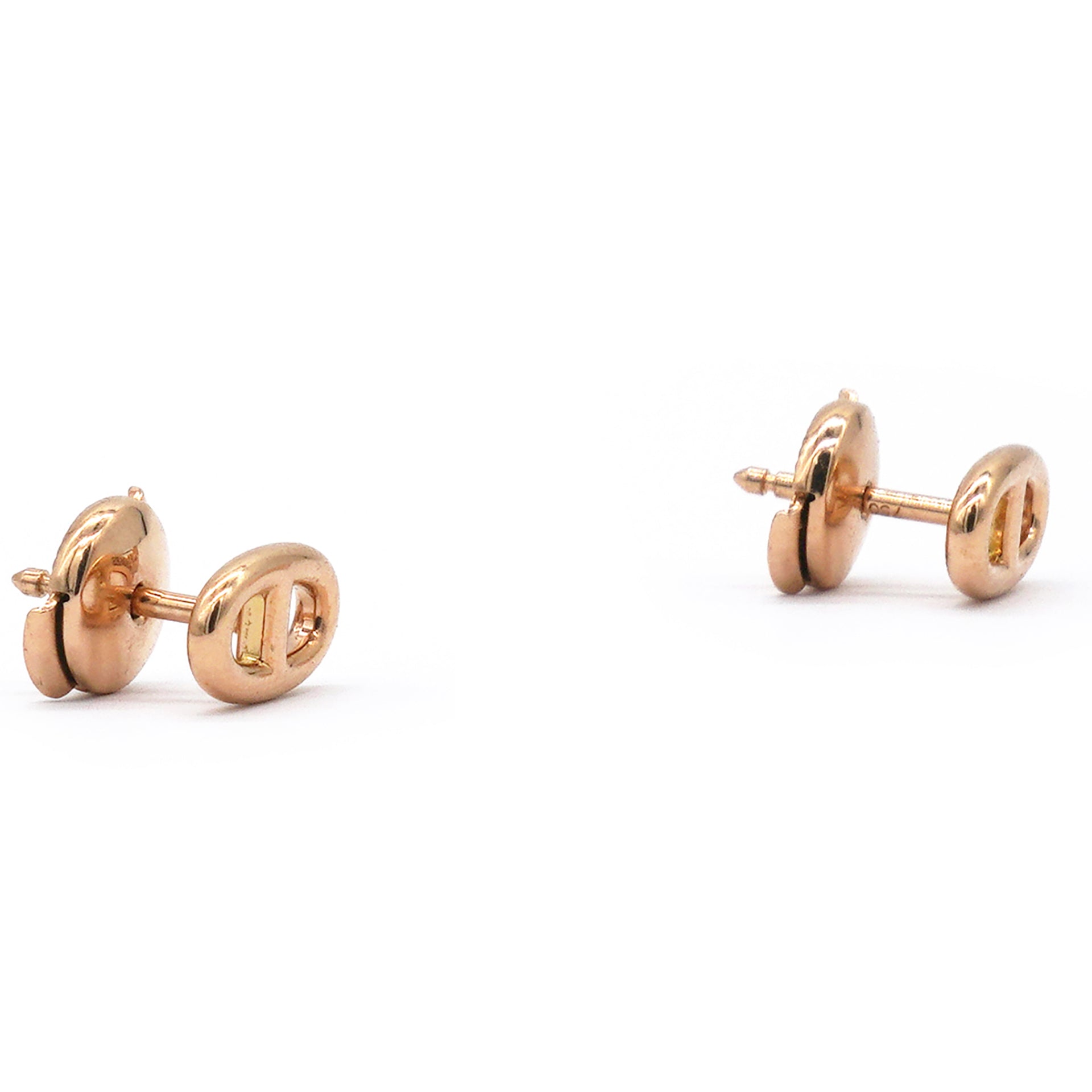 18K Rose Gold TPM Chaine D'Ancre Stud Earrings