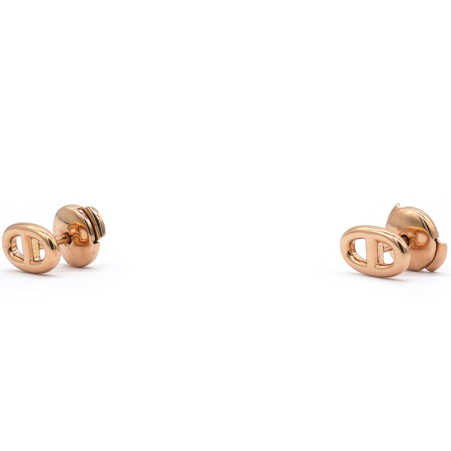 18K Rose Gold TPM Chaine D'Ancre Stud Earrings