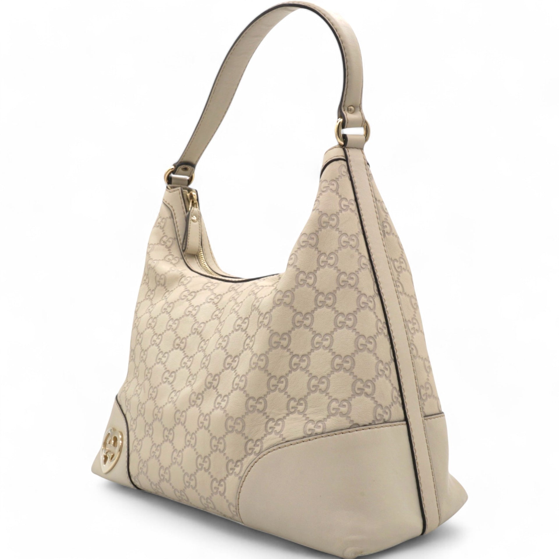 Off White Guccissima Leather Lovely Heart Shaped Interlocking G Hobo