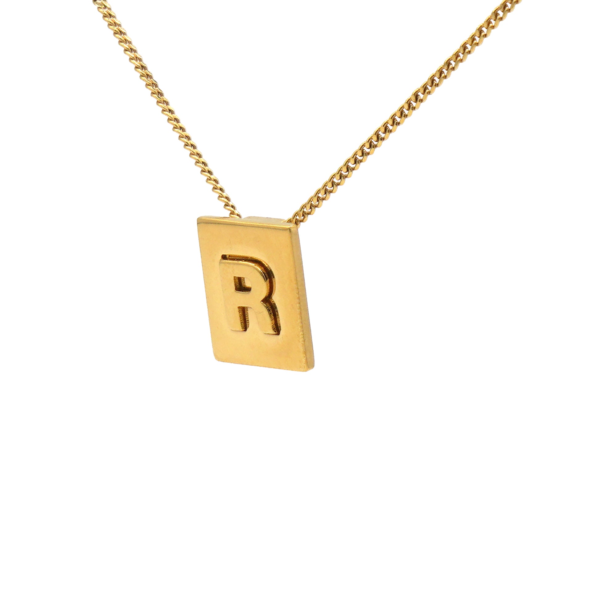 Alphabet R Necklace In Brass With Gold Finish