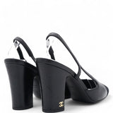 Goatskin Grosgrain Cap Toe CC Slingback Sandals Black Size 35.5