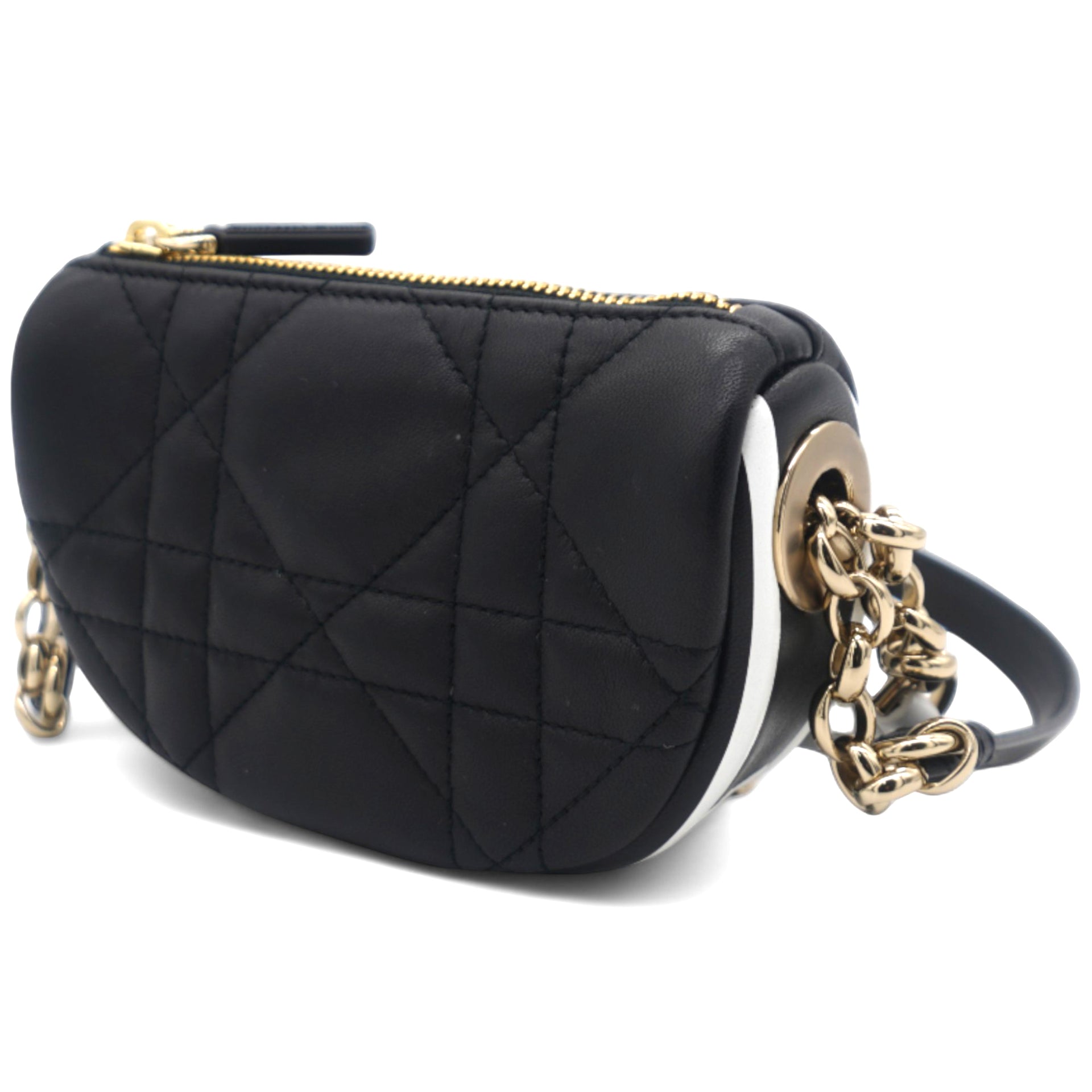 Lambskin Cannage Mini Dior Vibe Hobo Bag Black