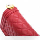 Lambskin Quilted Boy Flap Red Small