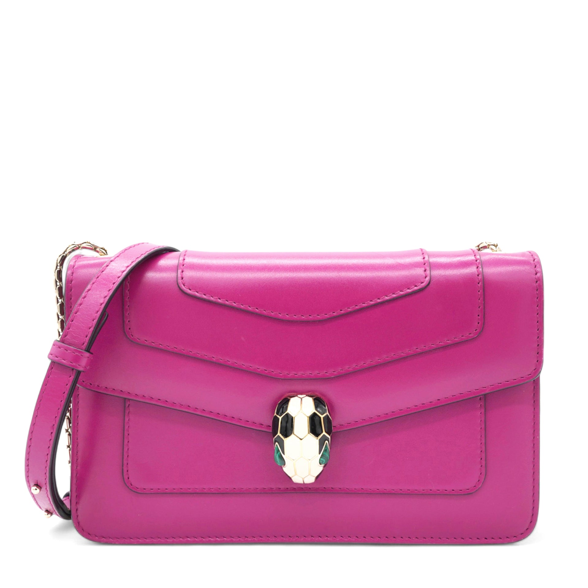 Pink Fuschia Leather Serpenti Forever Crossbody Bag