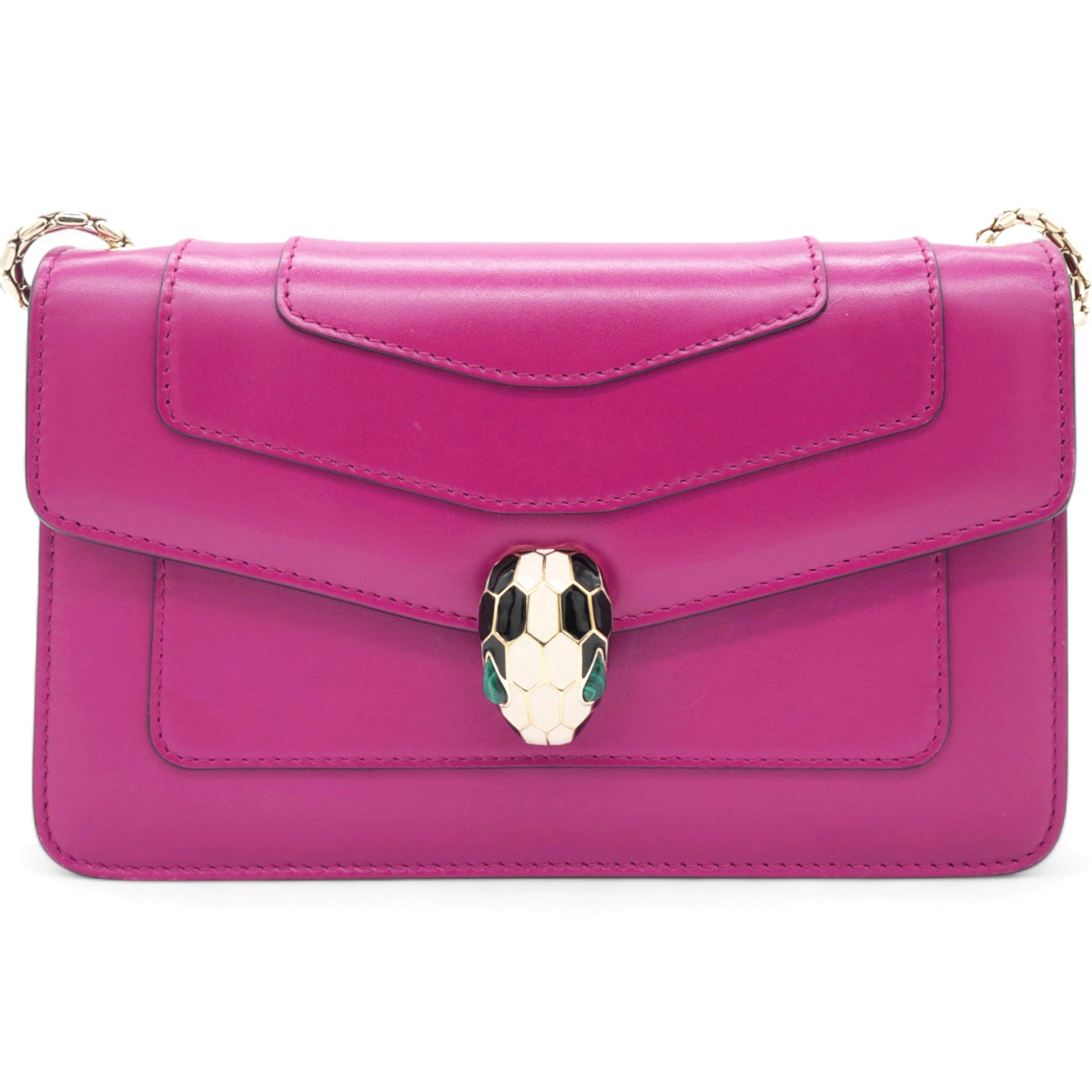 Pink Fuschia Leather Serpenti Forever Crossbody Bag