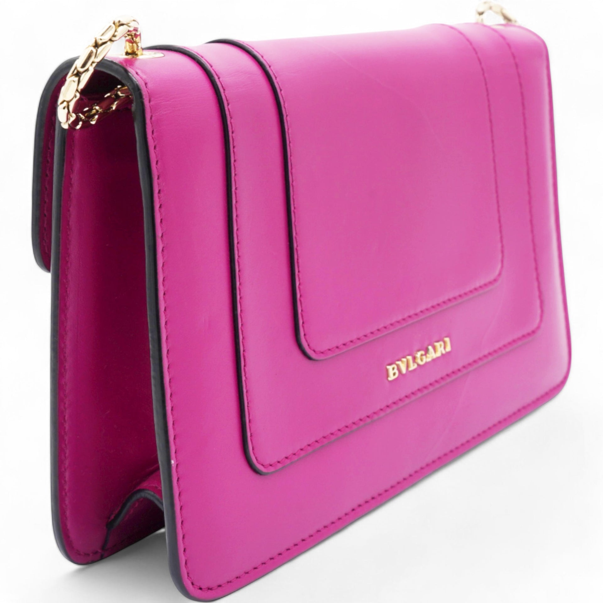 Pink Fuschia Leather Serpenti Forever Crossbody Bag