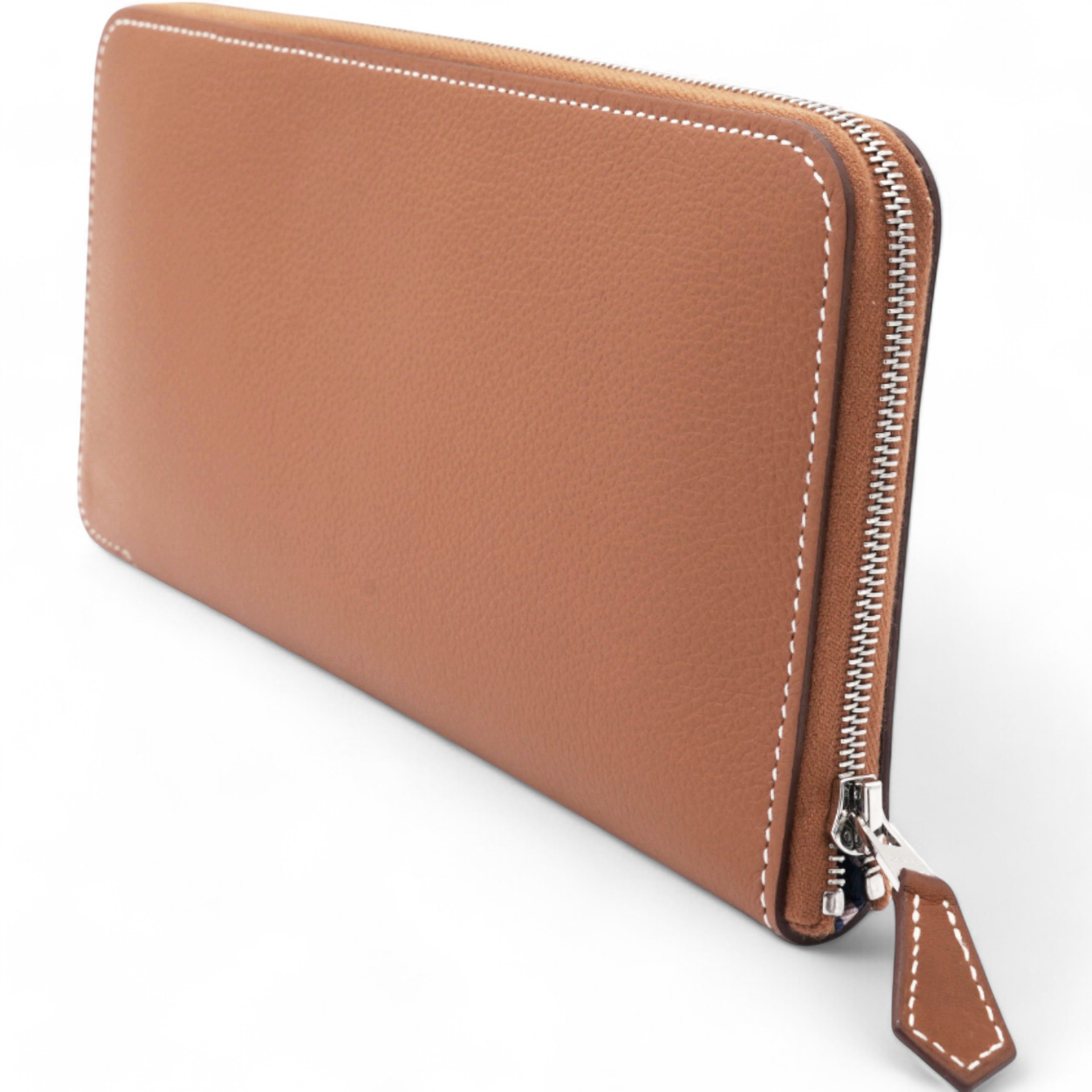 Gold Epsom Leather Silk'in Zip Around Wallet