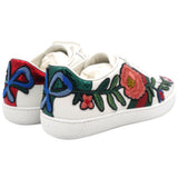 Calfskin Web Floral Embroidered Womens Ace Sneakers 36 White