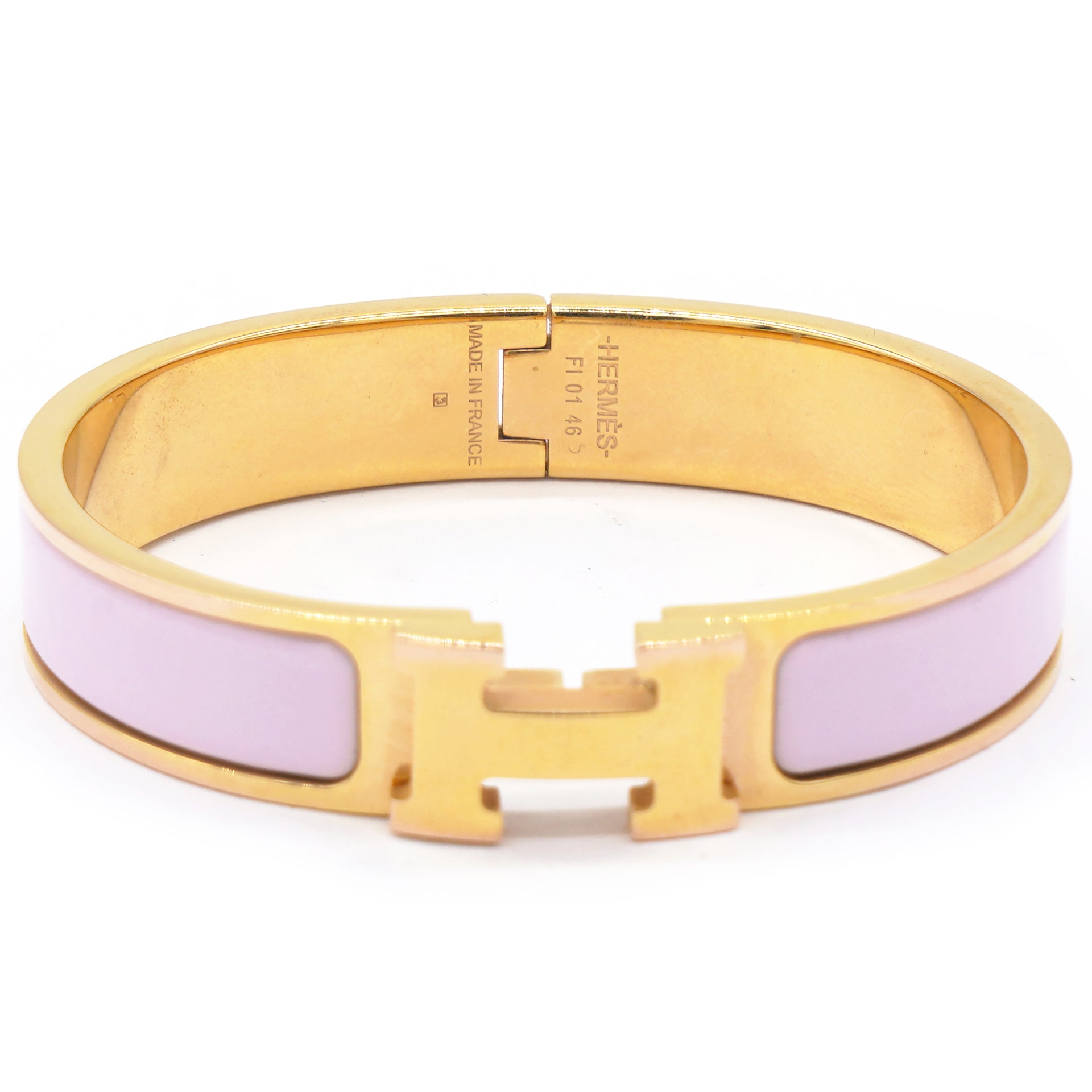 Enamel Narrow Clic Clac H Bracelet PM Pink