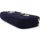 Navy Marine Cotton Phone Coco Mark Chain Shoulder Bag