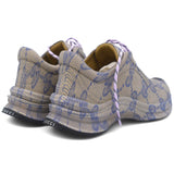 Beige/Blue GG Printed Leather Run Sneakers 36.5