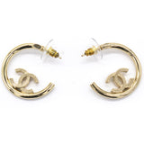 Metal Textured CC Hoop Earrings Gold