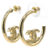 Metal Textured CC Hoop Earrings Gold