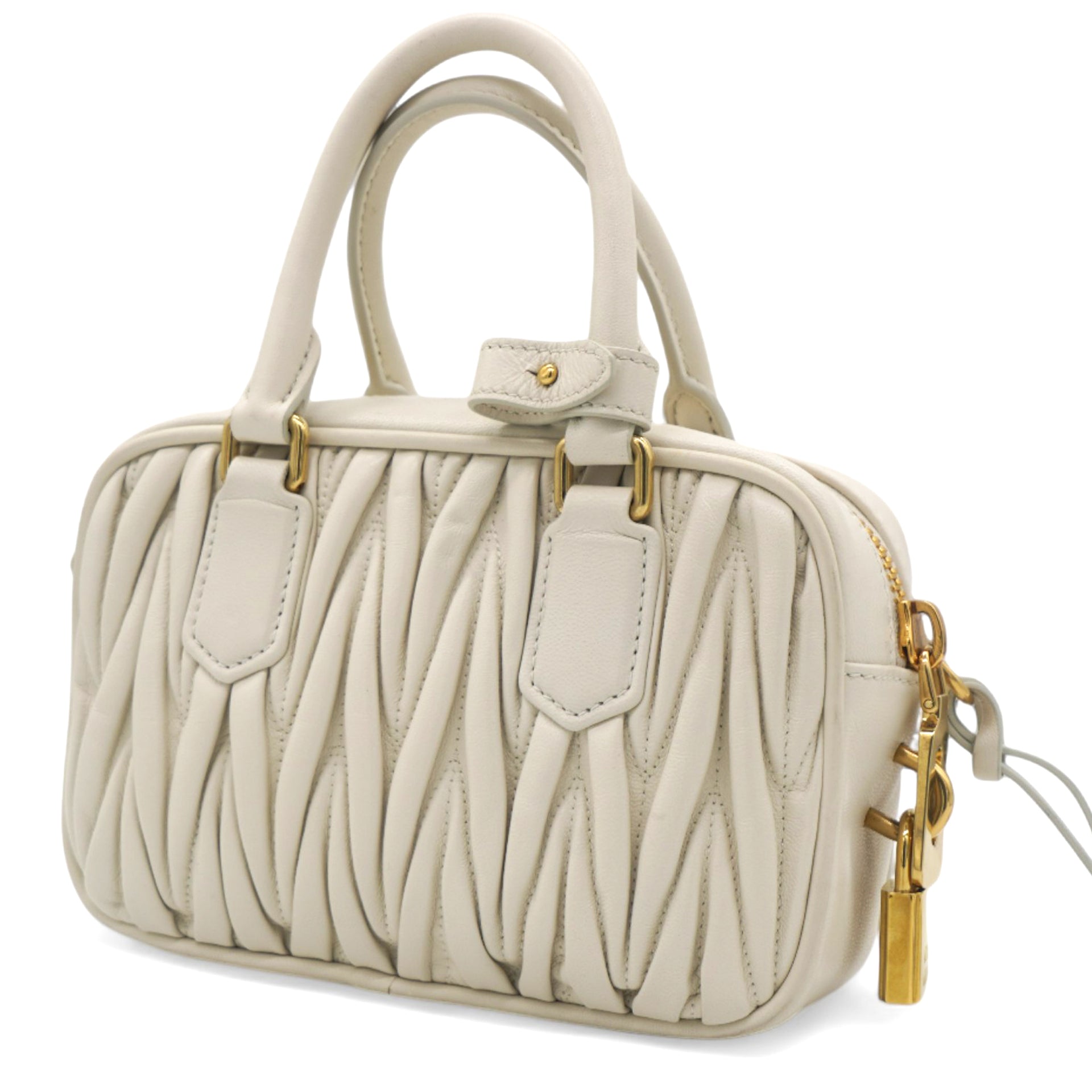 Nappa Matelasse Arcadie Top Handle Bag White