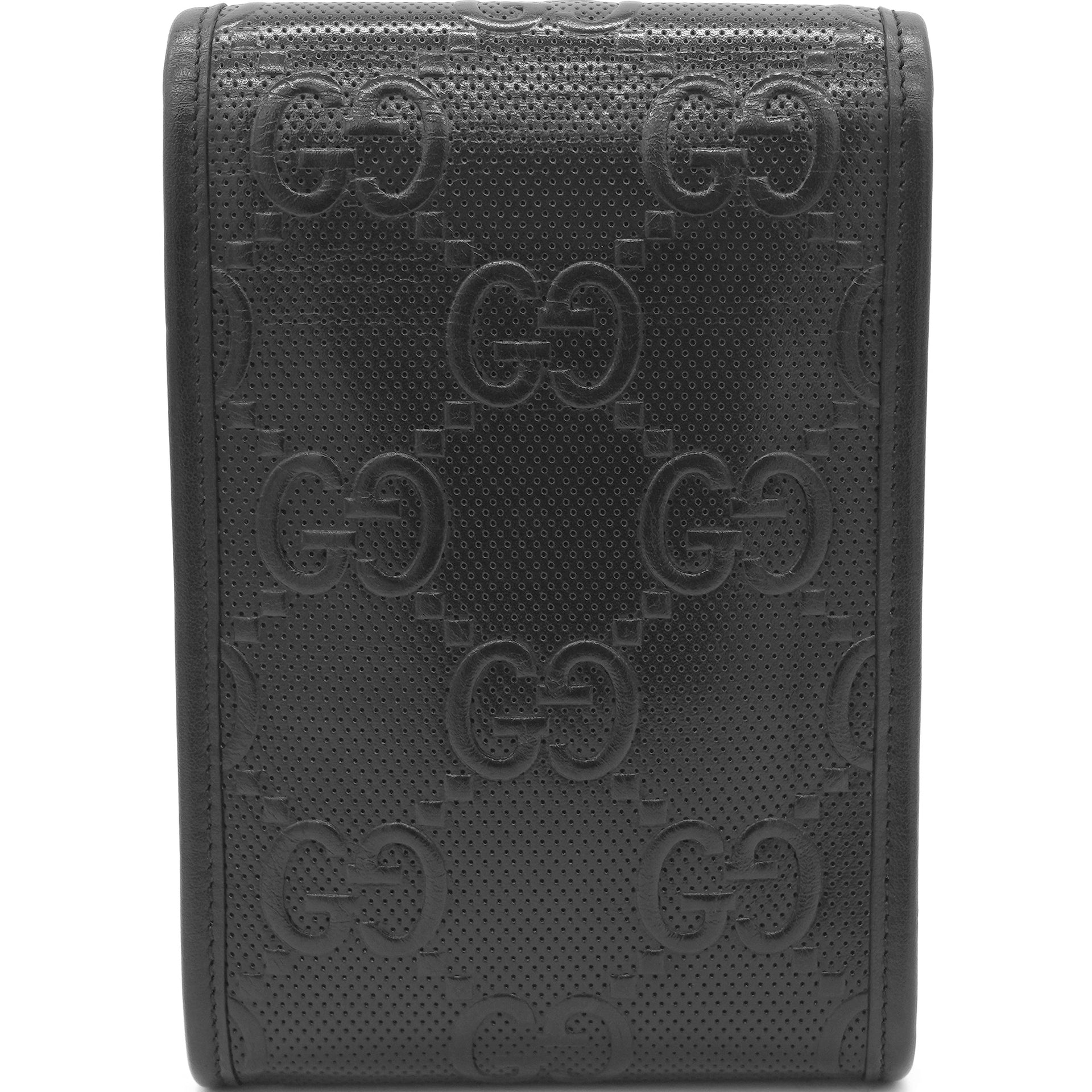 Calfskin GG Embossed Perforated Mini Crossbody Bag Black