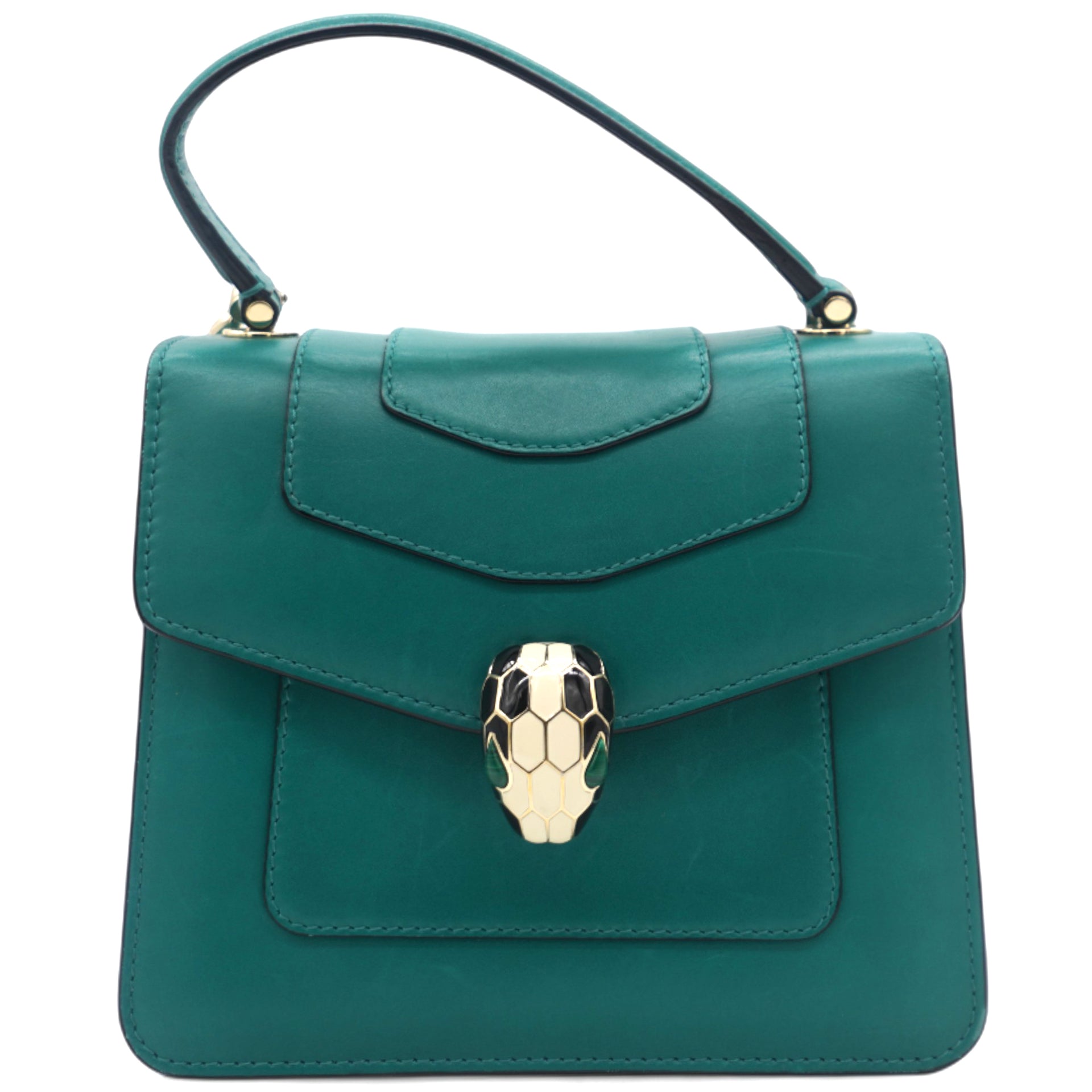 Calfskin Serpenti Forever Top Handle Green