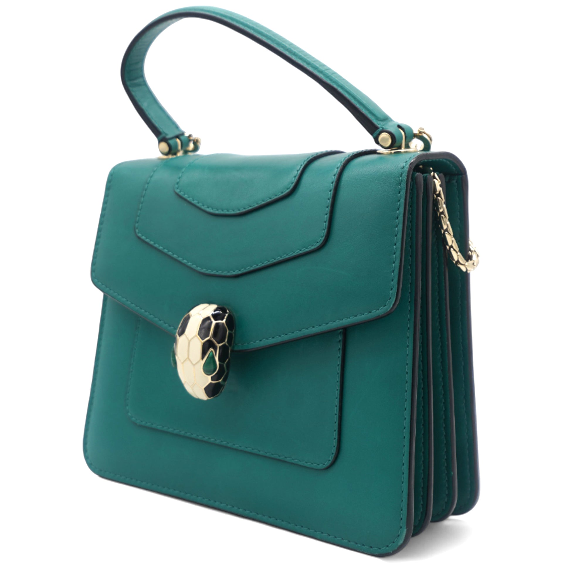 Calfskin Serpenti Forever Top Handle Green