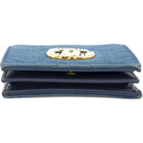 Denim Matelasse Pearly GG Marmont Card Case Wallet Blue